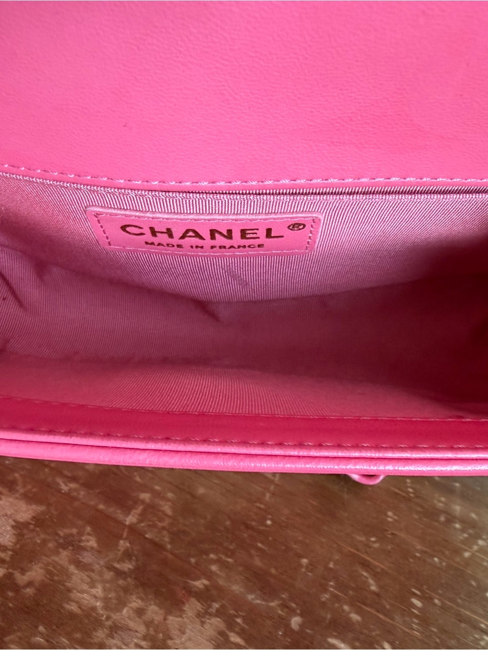 CHANEL Hot Pink Quilted Lambskin Small Boy bag Crossbody with Gold Hardware - Picture 15 of 16